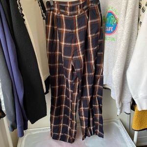 High waisted plaid pants